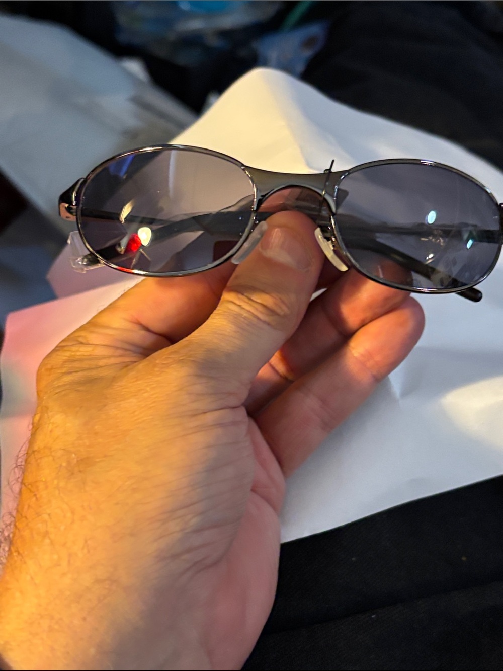 Men's Oval Sunglasses in Black with Grey Lenses